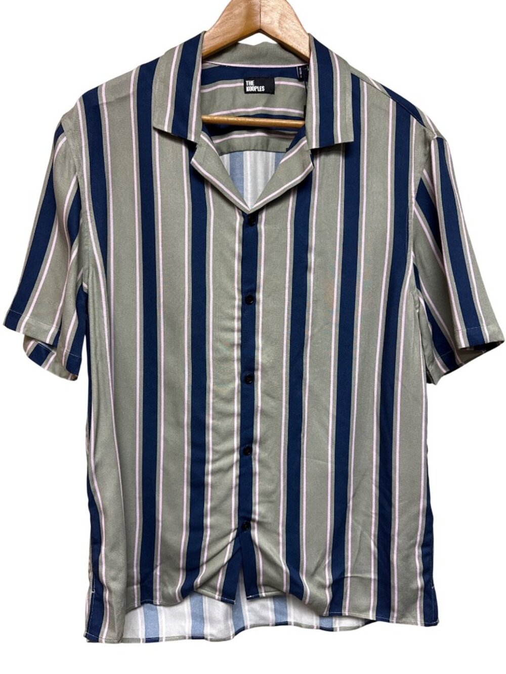 The Kooples Striped Short Sleeve Shirt Blue Green White Men's Size S NWT $225